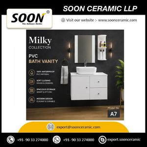 Mueble de Baño Moderno con Lavabo Integrado de Cerámica y Aleación de Aluminio, Resistente al Agua, con Espejo y Gabinete, Calidad de Hotel, Color Blanco - Product Image 2