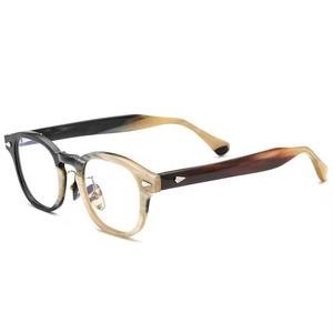 Lunettes ovales en corne de buffle faites à la main, matériau artisanal naturel, monture polie - Product Image 1