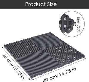 Dalles de sol emboîtables en PP pour <span class=keywords><strong>garage</strong></span>, tapis modulaires anti-rayures 40 x 40 cm avec drainage pour <span class=keywords><strong>garage</strong></span>, atelier, entrepôt, zones humides - Product Image 1
