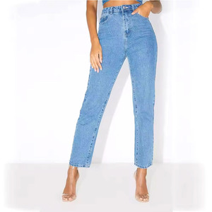 Pantalones Vaqueros Casuales de Moda para Mujer, Transpirables, de Cintura Alta, Material Elástico Suave, Suministro de Fábrica, Servicio de Logotipo Personalizado - Product Image 6