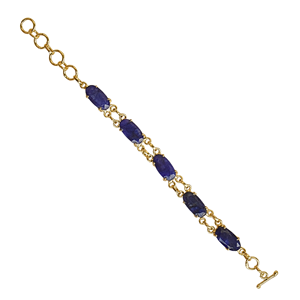 Jewelry Manufacturer Recycled Brass Gemstone Bracelet - 18K Gold Plated Blue Gemstone Wholesale Jewelry India - Product Image 1