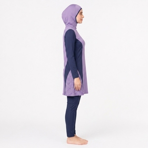 Traje de Baño Burkini Modesto de 3 Piezas para Mujer, de Alta Calidad, Personalizable, con Corte Alto en la Parte Delantera, Espalda Descubierta, Estampado, Transpirable y de Secado Rápido - Product Image 4
