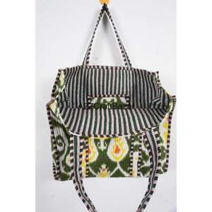 Bolso de playa grande hecho a mano de algodón indio acolchado a rayas con asa larga para mujer, ecológico, estilo bohemio, para compras y exposiciones - Product Image 6