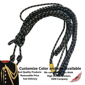 <b>Braided</b> Metallic <b>Cord</b> Aiguillette Gold Tipped for Garment Use Classical Strand Round Shape - Product Image 3