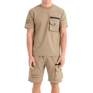 Conjunto Deportivo Casual de Invierno para Hombre, 100% Algodón, Secado Rápido, Camiseta de Manga Corta y Pantalones Cortos hasta la Rodilla, 2 Piezas - Product Image 1