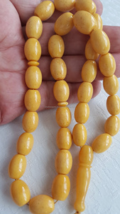 Résine d'ambre jaune de qualité supérieure Tasbih ovale Misbaha Subha Tespih Sibha islamique Dhikr perles de prière pour les musulmans et chapelet de méditation - Product Image 6