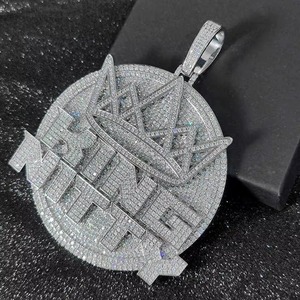 Luxury King Nitty <b>Crown</b> Pendant <b>silver</b> + moissanite Plated Crystal design with <b>silver</b> Hip Hop Unisex Charm Jewelry pendant - Product Image 5