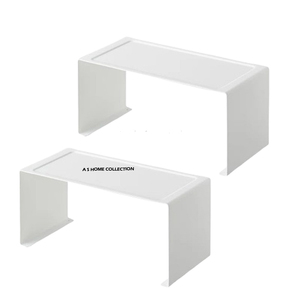 Ensemble de 2 étagères de rangement à double niveau en acier inoxydable de qualité garantie, forme rectangulaire, finition blanche - Product Image 1