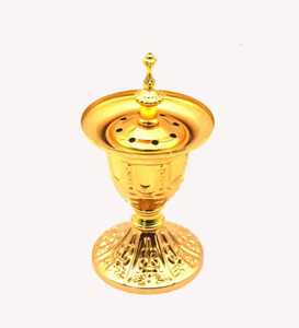 Quemador de incienso Bakhoor de madera vintage con incrustaciones florales de latón, soporte tradicional árabe para Oud, quemador de carbón tallado Mabkhar - Product Image 3