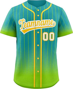 Customizable <b>Baseball</b> Jersey Mens Short Sleeve Striped Teal Breathable Polyester Uniform Teamname Front Print Sublimated - Product Image 4