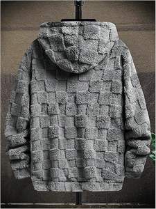 Superior international <b>Hoodies</b> for <b>Men</b> Fuzzy <b>Sherpa</b> Pullover Letter Graphic Embroidery Long Sleeve Fall Winter <b>Fleece</b> Hooded - Product Image 3