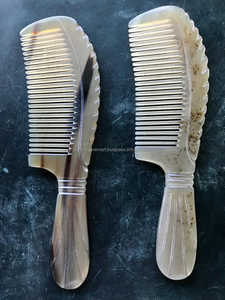 Natural Brown Boutique Horn <b>Comb</b> Hair Brush Handle Horn Massage <b>Comb</b> Cattle Horns 100% Genuine by Royal Decore Mart - Product Image 3