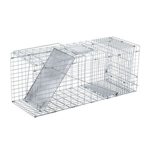 Trappola Pieghevole per Animali Vivi da 32 Pollici, Robusta, Argento, per Gatti e Procioni, con Maniglia, per il Controllo dei Parassiti - Product Image 2