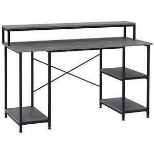 55 pollici durevole a forma di X Grey grano di legno scrivania con Monitor rialzato CPU Stand casa ufficio studio di scrittura Workstation - Product Image 1
