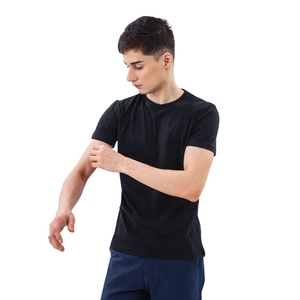 Wholesale Plain 100 Cotton <b>Black</b> T <b>Shirt</b> Custom Logo <b>Slim</b> <b>Fit</b> Short Sleeve Crewneck Blank <b>Mens</b> Tees Bulk - Product Image 4