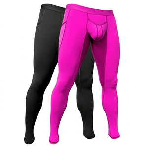 Leggings de compression pleine longueur pour hommes, couleur unie, en Spandex et Nylon, taille élastique, pour le sport - Product Image 4
