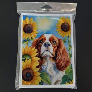 Cavalier Spaniel en Tournesols A7 Cartes de vœux vierges fantaisistes Lot de 8 avec enveloppes Taille note 5x7 - Product Image 3