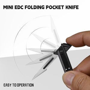 Couteau scalpel pliant en titane avec lames remplaçables, outil de précision pour la découpe, porte-clés EDC, outil de poche pour les travaux manuels en extérieur - Product Image 2