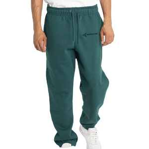 DAIZEN STAR Men's Dark Green Cotton Sweatpants Elastic Waist Drawstring Casual Joggers Side Pockets Midweight Autumn Wear Solid - Product Image 1
