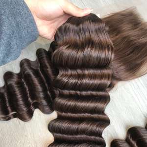 Extremos gruesos de onda profunda Estilo elegante Largo Natural #2 Peluca de color marrón Extensiones de cabello humano vietnamita - Product Image 6