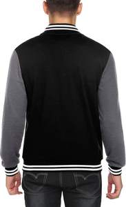 Chaqueta Varsity para Hombre con Bloques de Color, Cuello Alto, Botones Frontales, Transpirable, Mezcla de Lana, Tejido de Punto, Estilo Urbano, Invierno - Product Image 3