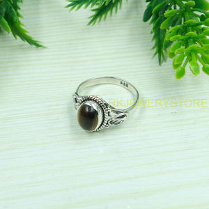 แหวนพลอยตาเสือสีน้ำตาลธรรมชาติ แหวนเงินแท้ 925 แหวนทำมือ แหวนแทนใจสำหรับเธอ เครื่องประดับตาเสือ ของขวัญคริสต์มาส - Product Image 3