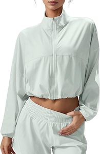 Women's UPF 50+ Sun Protection Cropped Zip Up <b>Jackets</b> for Athletic <b>Workout</b> Running Cool Feeling - Product Image 3