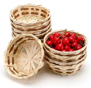 ตะกร้าใส่อาหารทรงกลมสานจากไม้ไผ่แบบเป็นมิตรกับสิ่งแวดล้อมสำหรับขายส่ง |   ถาดเสิร์ฟขนมปังและผลไม้ทอมือจากวัสดุธรรมชาติ - Product Image 1