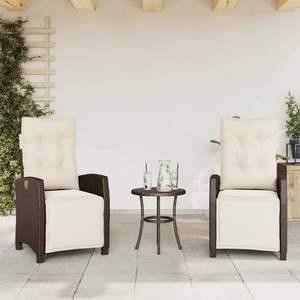 Set da bistrot in Poly Rattan marrone 3 pezzi con cuscini Set da giardino - Product Image 3