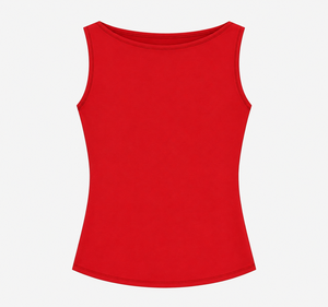 Débardeur décontracté pour femme, rouge, sans manches, col bateau, tricoté en Spandex/Coton, séchage rapide, écologique, OEM, marque privée, pour l'été - Product Image 1