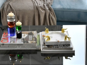 Aluminum Square White Smokeless <b>Ashtray</b> with Gold Leg Design Luxury Home Decor Heat Resistant Durable Modern American Style - Product Image 4