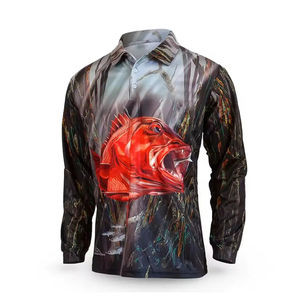 Camisas Polo de Pesca para Hombre, Manga Larga, Protección UV UPF 50+, Cuello con Botones, 100% Poliéster, Servicio OEM, Más Vendidas - Product Image 1