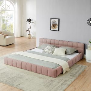 King <b>Size</b> Upholstered <b>Bed</b> <b>Frame</b> Thick Chenille Fabric Solid Wood <b>Queen</b> <b>Size</b> Platform <b>Bed</b> Headboard Durable Up-Holstered <b>Beds</b> - Product Image 1