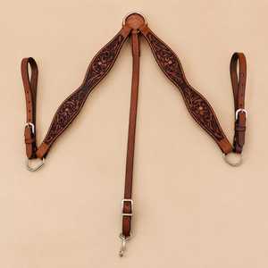 Collar de Pecho para Caballo de Cuero Marrón con Diseño Floral Bordado, Estilo Occidental, Ajuste Personalizado, Uso Ecuestre de Alta Resistencia - Product Image 1