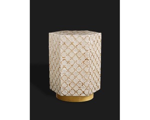 Table en os incrusté de la marque ILAHI, design moderne, détails en agate, rangement, meuble portable pour la maison - Product Image 2