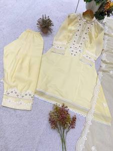Nuevo Conjunto de Salwar con Dupatta para Mujer, Diseño Romano Bordado, Reversible, Antiarrugas, Elástico, de Secado Rápido, Ideal para Fiestas - Product Image 5