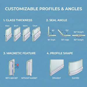 Guarnizione inferiore per <span class=keywords><strong>porta</strong></span> doccia in vetro senza telaio CRL Modern <span class=keywords><strong>Design</strong></span> da 3/8 di pollice, in plastica resistente, monopezzo, con raschietto trasparente - Product Image 5