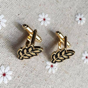 Custom Masonic Acacia Leaf Shirt <b>Pin</b> Gold Plated Black Enamel Freemason Blue Lodge Formal Shirt Accessories - Product Image 2