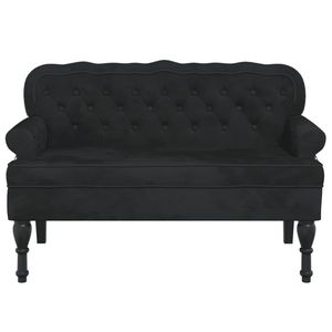 Banc en contreplaqué avec incrustations décoratives en bois massif et velours noir pour meubles de chambre - Product Image 3