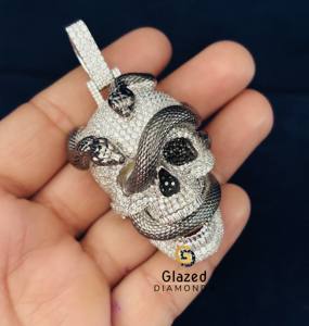Exclusivo Colgante de Plata de Ley 925 con Diseño de Calavera Fantasma Estilo Hip Hop, con Diamantes de Moissanita y Detalles de Dibujos Animados, para Hombre - Product Image 6