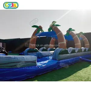 Toboggan gonflable géant personnalisé pour adultes commerciaux en gros avec glissade bleue gonflable et trempette pour enfants