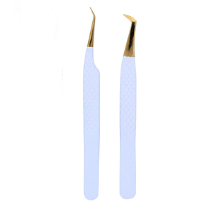 Pinzas de acero inoxidable al por mayor para pestañas, inclinadas, para depilación y eliminación de vello, con mango liso y cómodo - Product Image 4