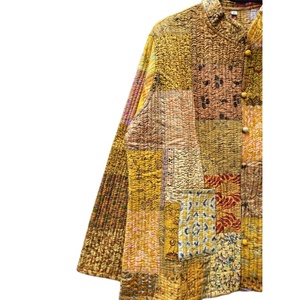New Arrival 100% Silk Indian Handmade Boho <b>Quilted</b> <b>Jacket</b> for Women Patch Work Coats Stripe Rivet Printed Techniques Women Fit - Product Image 2