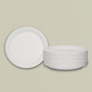 <b>11</b> Inch Round Bagasse Disposable Plate Heavy Duty For Hot And Cold Foods Takeaway Use - Product Image 6