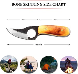 Couteau à dépecer, petit couteau de chasse à lame fixe, couteau à dépecer les os en acier au carbone, lame de 3 pouces, équipement de camping en plein air, lame fixe - Product Image 2