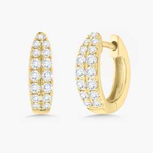 Lab Grown Diamond Hoop <b>Earrings</b> Pave Set Small Everyday <b>Piercing</b> Jewelry Huggie Clasp 10kt 14K 18K Solid Real Gold Factory Price - Product Image 1