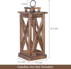 Farol de madera clásico personalizable con tapa metálica, decoración rústica de estilo granja para iluminación interior y exterior - Product Image 2