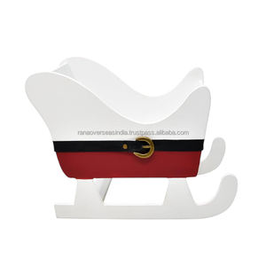 Cesta de trineo de Papá Noel de lujo hecha a mano, estante de mesa de Navidad de madera de alta demanda para decoración de escritorio de vacaciones - Product Image 4