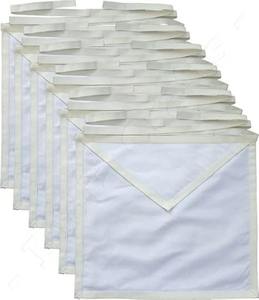 Tabliers de Cérémonie Maçonniques en Tissu de Coton pour Candidats Apprentis - Lot de 12 Pièces - Blanc, Type de Tissu : Coton - Product Image 1
