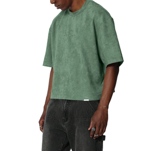 T-shirt vert oversize en coton pour homme, manches courtes, col rond, couleur unie, tissu jersey, style streetwear - Product Image 3